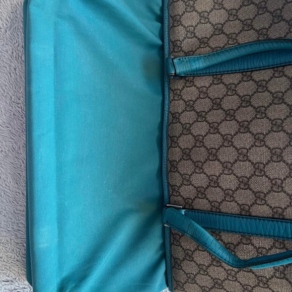 AUTHENTIC GUCCI BLUE COATED LEATHER Gg SUPREME TOTE BAG - Picture 8 of 16
